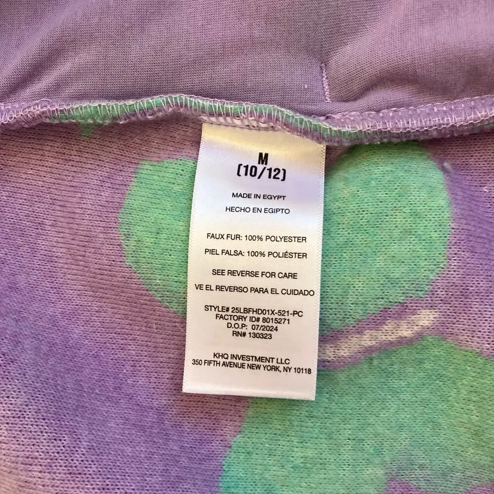 Lucky Brand Girls Sz M (10/12) Pastel Lilac Shearling Full Zip Jacket Butterfly